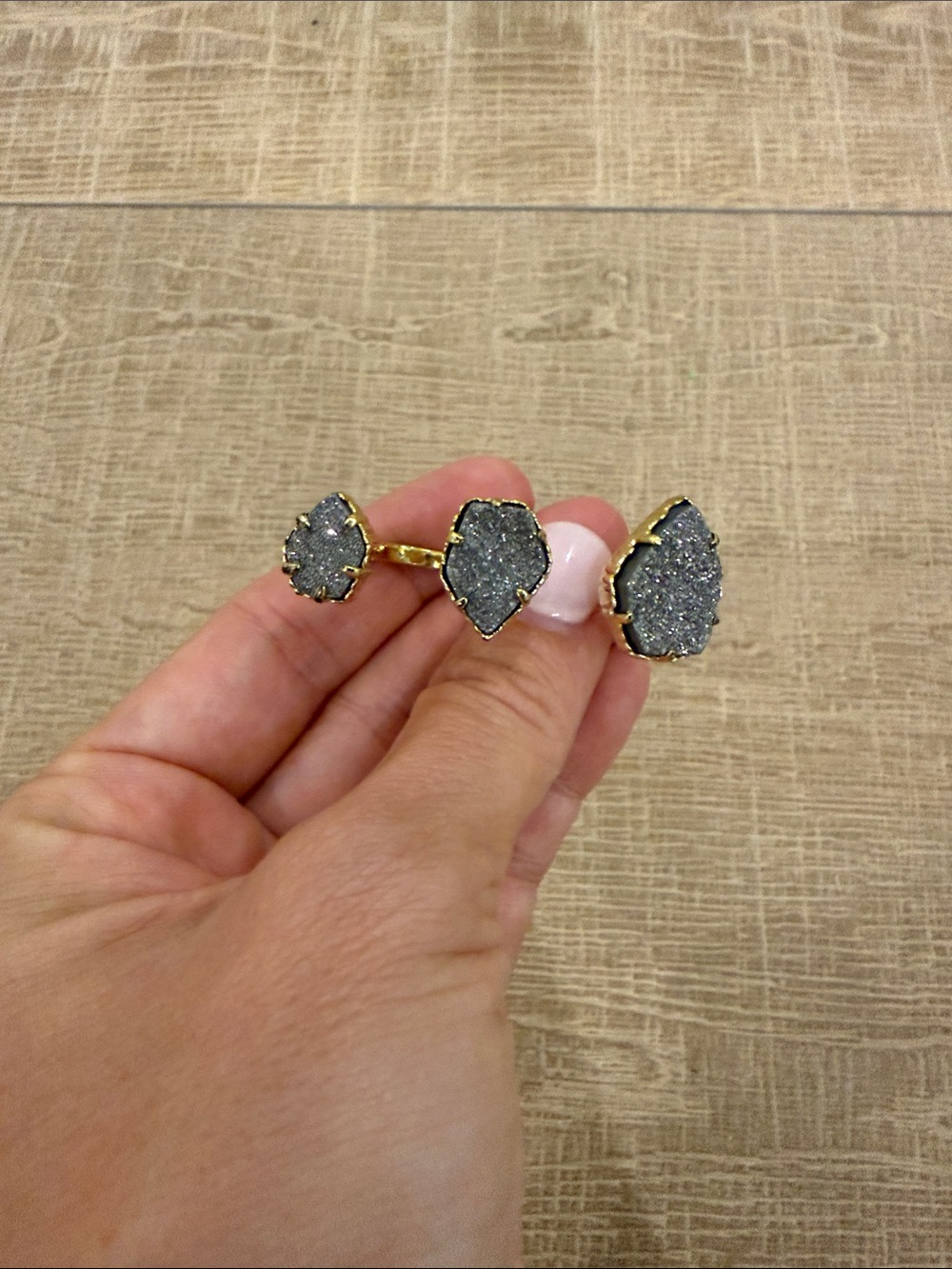 Kendra Scott Gold-Trim Gray Druzy Triple Ring